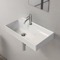 Rectangular White Ceramic Wall Mounted or Drop In Sink With Counter Space